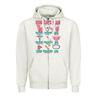 Oatmeal Heather god says i am Zipper Hoodie - texasbilliewilder