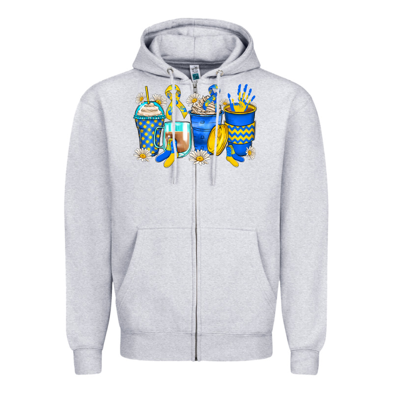 Down Syndrome Coffee Cups Zipper Hoodie by Zillion Design Studio | Teevron
