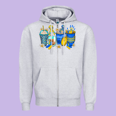 Down Syndrome Coffee Cups Zipper Hoodie Designed By Zillion Design Studio