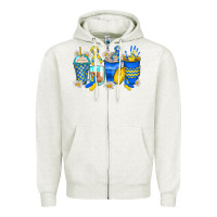 Oatmeal Heather down syndrome coffee cups Zipper Hoodie - Zillion Design Studio