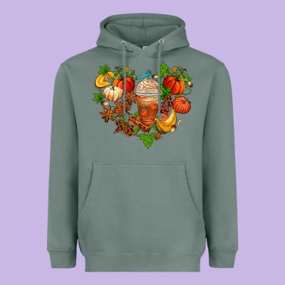 Fall Pumpkin Heart Heavyweight Hoodie Designed By Adodesignshop