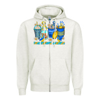 Oatmeal Heather down syndrome coffee cups Zipper Hoodie - Zillion Design Studio