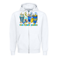 White down syndrome coffee cups Zipper Hoodie - Zillion Design Studio