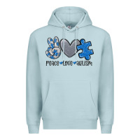Blue Mist peace love autism Premium Hoodie - MaliasSmallBusiness