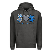 Charcoal Heather peace love autism Premium Hoodie - MaliasSmallBusiness