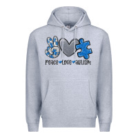 Heather Grey peace love autism Premium Hoodie - MaliasSmallBusiness