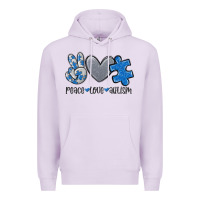 Lilac peace love autism Premium Hoodie - MaliasSmallBusiness