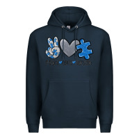 Navy peace love autism Premium Hoodie - MaliasSmallBusiness