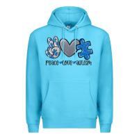 Ocean Blue peace love autism Premium Hoodie - MaliasSmallBusiness
