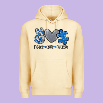 Peace Love Autism Premium Hoodie Designed By Maliassmallbusiness