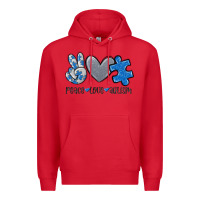 Red peace love autism Premium Hoodie - MaliasSmallBusiness