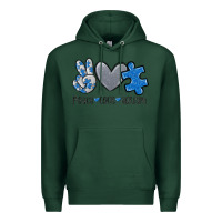 Sports Green peace love autism Premium Hoodie - MaliasSmallBusiness