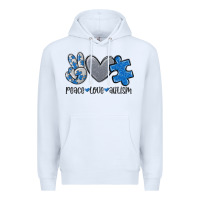 White peace love autism Premium Hoodie - MaliasSmallBusiness