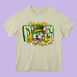 St Patricks Day Dog Mom Heavy Core Tee Designed By Cowhidedigitalart