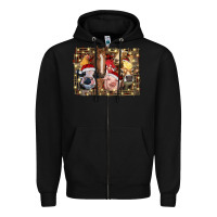 Black christmas farm animals Zipper Hoodie - RanaPortraitStore