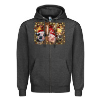Charcoal Heather christmas farm animals Zipper Hoodie - RanaPortraitStore