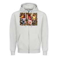 Dove Grey christmas farm animals Zipper Hoodie - RanaPortraitStore
