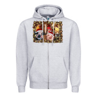 Heather Grey christmas farm animals Zipper Hoodie - RanaPortraitStore