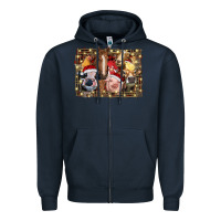 Navy christmas farm animals Zipper Hoodie - RanaPortraitStore