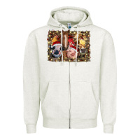 Oatmeal Heather christmas farm animals Zipper Hoodie - RanaPortraitStore