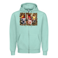 Seafoam christmas farm animals Zipper Hoodie - RanaPortraitStore