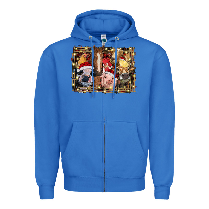 Christmas Farm Animals Zipper Hoodie by RanaPortraitStore | Teevron