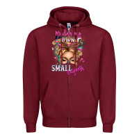 Burgundy minding my own small business blonde messy bun Zipper Hoodie - texasbilliewilder