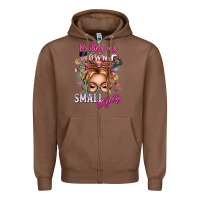 Chestnut minding my own small business blonde messy bun Zipper Hoodie - texasbilliewilder