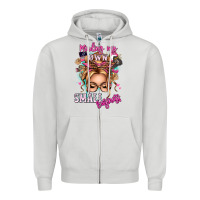 Dove Grey minding my own small business blonde messy bun Zipper Hoodie - texasbilliewilder