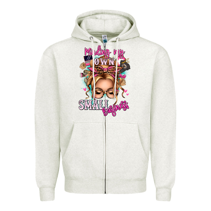 Minding My Own Small Business Blonde Messy Bun Zipper Hoodie by texasbilliewilder | Teevron