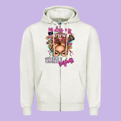 Minding My Own Small Business Blonde Messy Bun Zipper Hoodie Designed By Texasbilliewilder