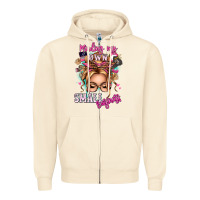 Sandshell minding my own small business blonde messy bun Zipper Hoodie - texasbilliewilder