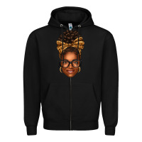 Black afro woman messy bun Zipper Hoodie - texasbilliewilder