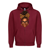 Burgundy afro woman messy bun Zipper Hoodie - texasbilliewilder