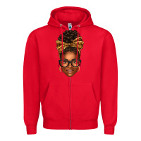 Red afro woman messy bun Zipper Hoodie - texasbilliewilder