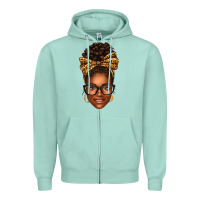 Seafoam afro woman messy bun Zipper Hoodie - texasbilliewilder