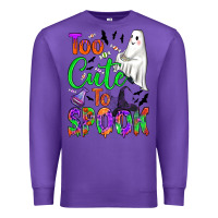 Purple too cute to spook Premium Sweatshirt - BundleAndBundleShop