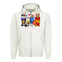 Oatmeal Heather dispatcher coffee cups Zipper Hoodie - Zillion Design Studio