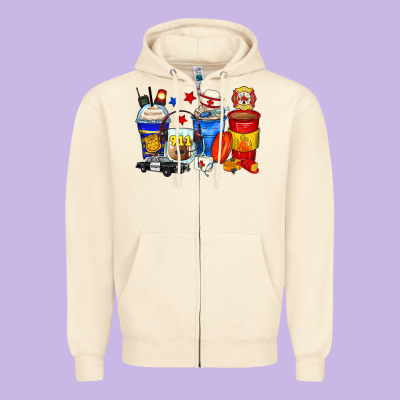 Dispatcher Coffee Cups Zipper Hoodie Designed By Zillion Design Studio