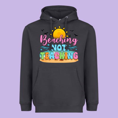 Beaching Not Teaching Black Back Heavyweight Hoodie Designed By Jahusdesignshop