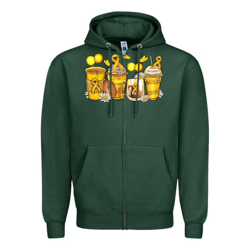 Childhood Cancer Coffee Cups Zipper Hoodie by Zillion Design Studio | Teevron
