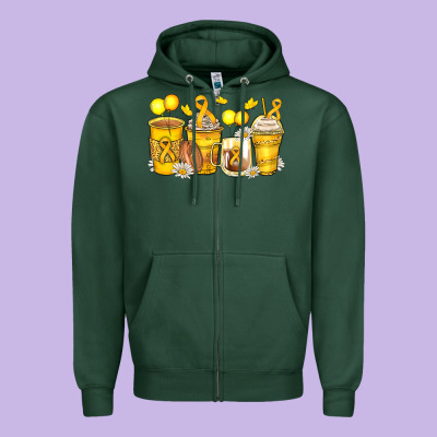 Childhood Cancer Coffee Cups Zipper Hoodie Designed By Zillion Design Studio