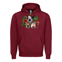 Burgundy christmas cows with tree Zipper Hoodie - RanaPortraitStore
