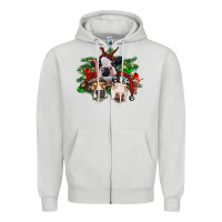 Dove Grey christmas cows with tree Zipper Hoodie - RanaPortraitStore