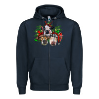 Navy christmas cows with tree Zipper Hoodie - RanaPortraitStore