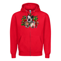 Red christmas cows with tree Zipper Hoodie - RanaPortraitStore