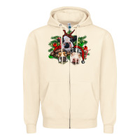 Sandshell christmas cows with tree Zipper Hoodie - RanaPortraitStore