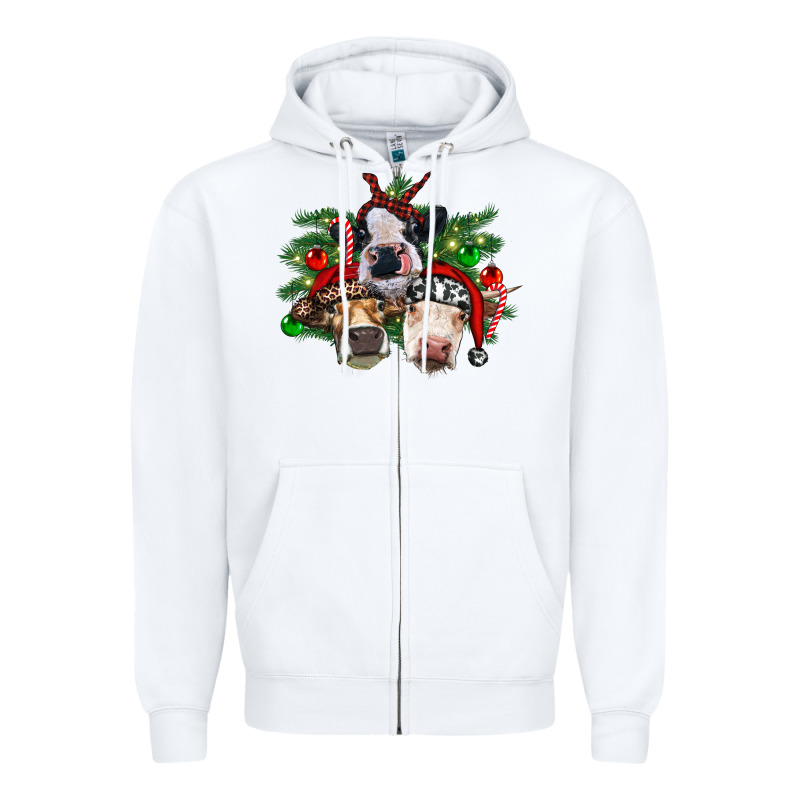 Christmas Cows With Tree Zipper Hoodie by RanaPortraitStore | Teevron