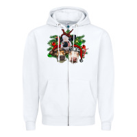 White christmas cows with tree Zipper Hoodie - RanaPortraitStore