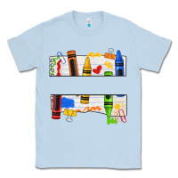 Dusty Blue custom teacher name crayon Classic Tee - texasbilliewilder